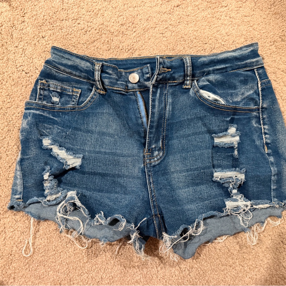 Distressed Blue Denim Women’s Shorts